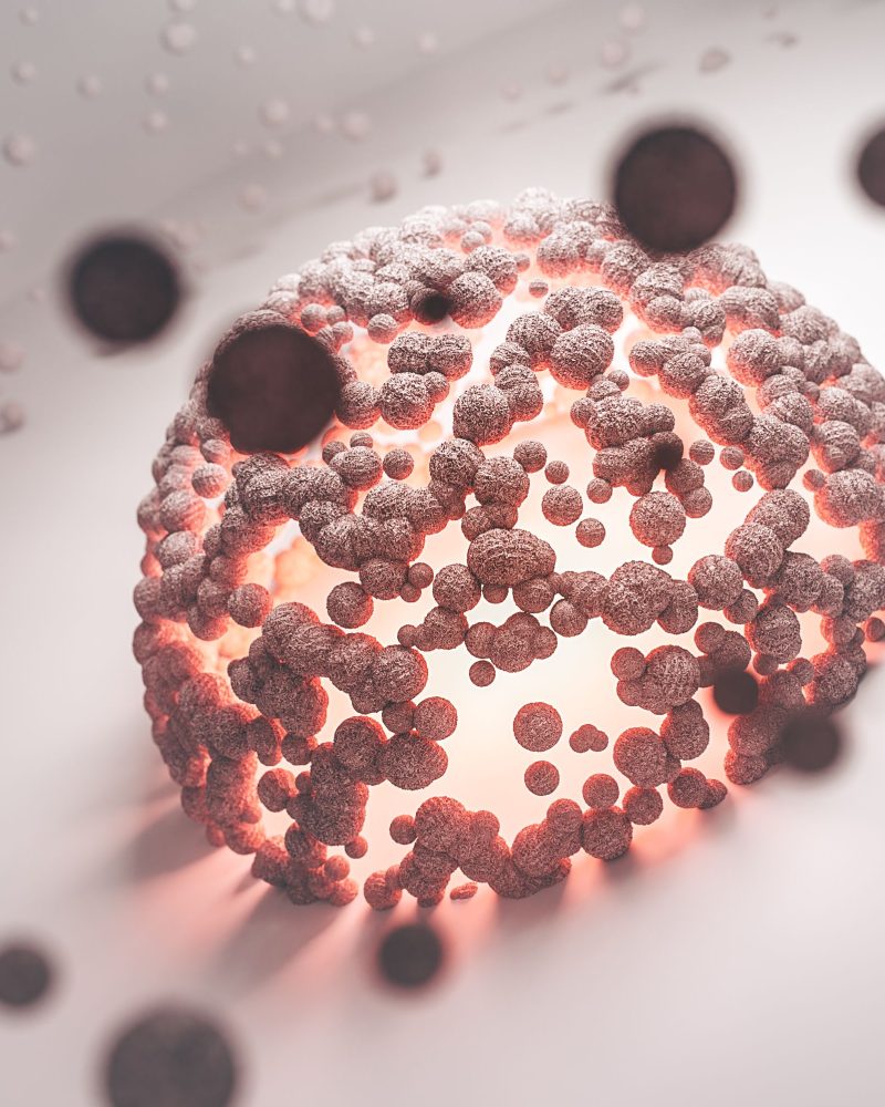 Structure cellulaire abstraite avec noyau lumineux